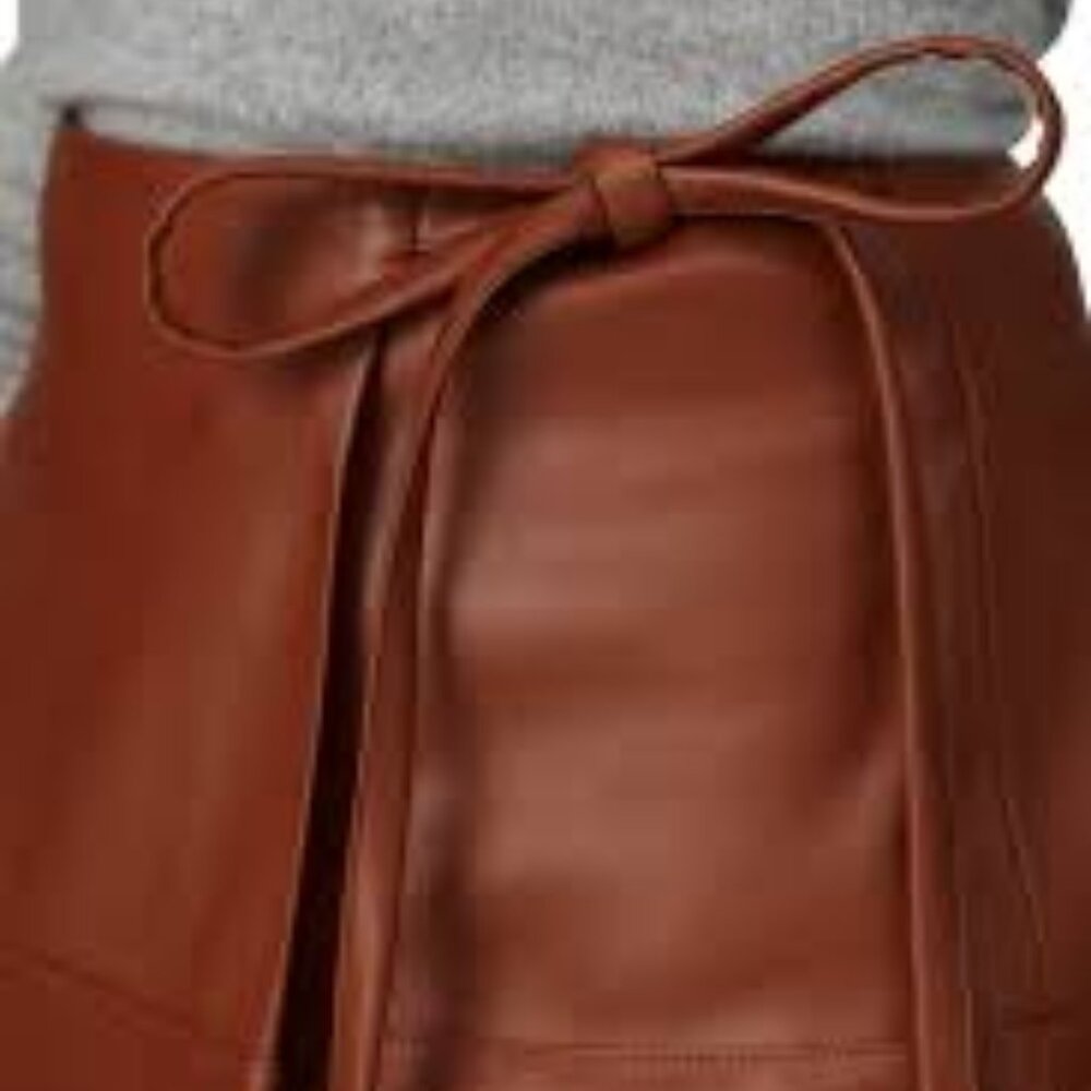 Jason Wu 100% Leather Tie Front Wrap Skirt - 2 - Picture 13 of 13